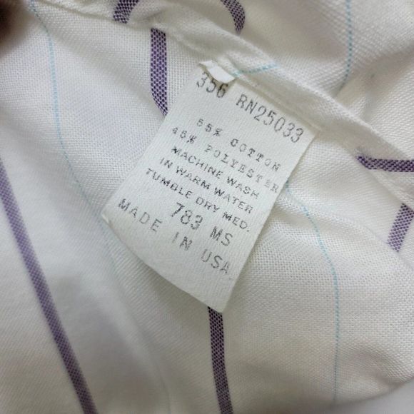 VTG‎ Miller Stockman Western Wear Mens 16/34 Shirt White Striped Pearl Snap USA - Picture 9 of 9